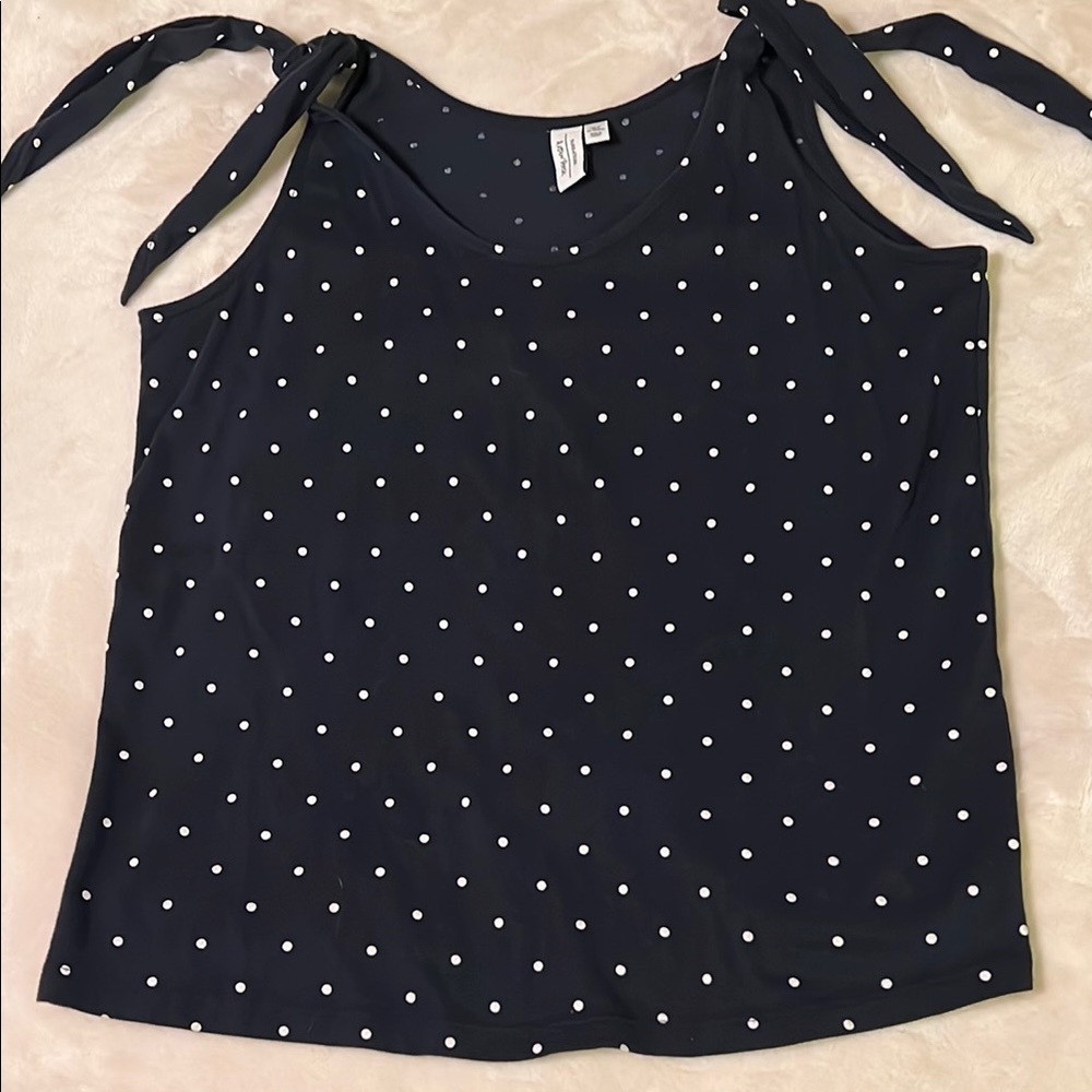 Paris Atelier & Other Stories navy polka dot tie shoulder tank top XS